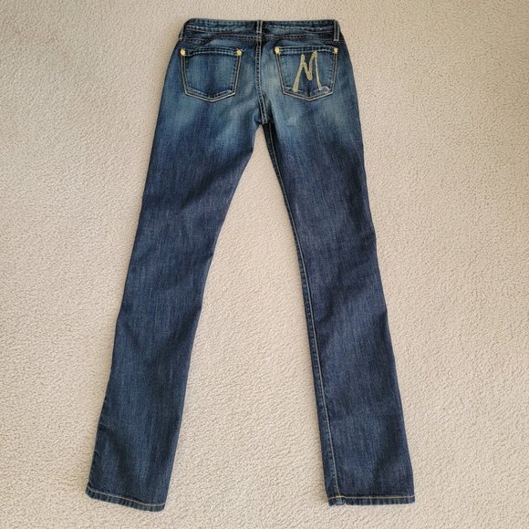 Vintage Marciano Ultra Luxe Boot Cut Dark Wash Low Rise Jeans Gold Hardware USA - Picture 3 of 9